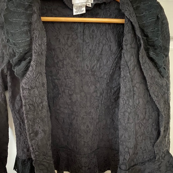 Vintage Style Jacket - Gothic Lace Blazer, Black, Victorian Steampunk Ruffle - Picture 5 of 12